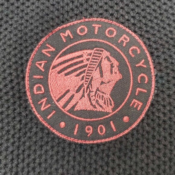 Lucky Brand Indian Motorcycle Men's Zip Sweater Cardigan Black Red Chainstitch L - Picture 3 of 10